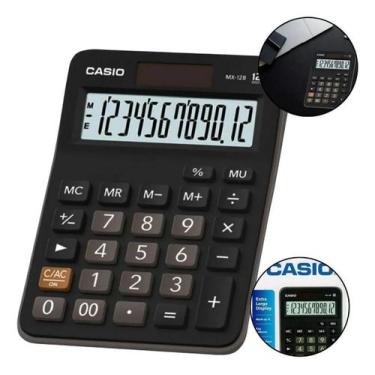 Imagem de Calculadora casio 12 dig preta home office loja escritório, Preto