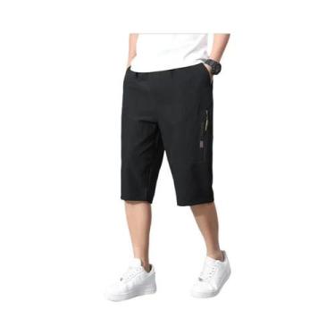 Imagem de Bermuda Cargo Masculina De Algodão Para O Verão Com Bolso Com Zíper E 