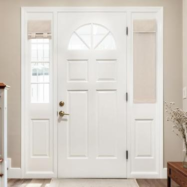 Imagem de MIULEE Cortinas de luz lateral 100% blackout de linho para porta da frente, persianas de janela lateral de privacidade sem furadeira, isolamento térmico, escurecimento de ambientes pequenos, L30 x C