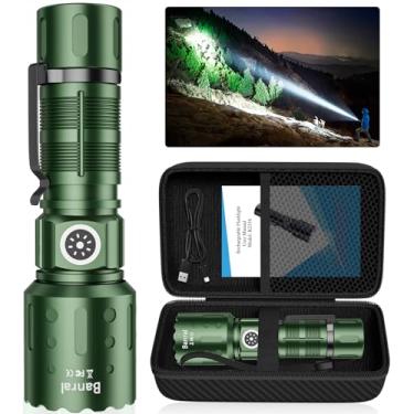 Imagem de Lanternas de alto lúmens, recarregáveis, 20.000 lúmens, super brilhante, 1500 metros de longo alcance, pequena e potente, 6 modos, lanterna tática de LED à prova d'água para emergência doméstica (1,