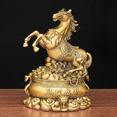 Imagem de FENNYYAR Ornamento de tigela de tesouro de cavalo de latão, 20 cm, escritório sala de estar, estudo, decoração de casa, empresa, presente de abertura
