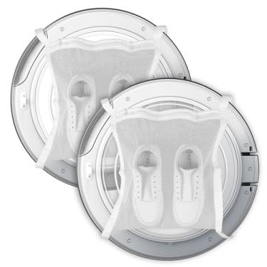 Imagem de 2 peças, bolsa para máquina de lavar sapatos, malha para roupa suja, sacos reutilizáveis para limpeza de sapatos, bolsa de rede HoneyComber com zíper e alça para lavagem branca, acessórios de secadora