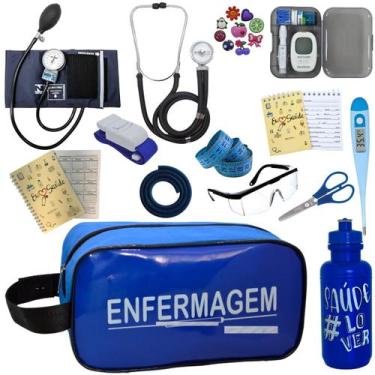 Imagem de Kit Enfermagem Aparelho Pressao Esteto Medidor Glicose Multi PAMED - P