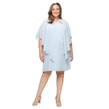 Imagem de S.L. Fashions Vestido feminino plus size capelet manga cascata com decote recortado, vestido para ocasiões especiais, Aloe e Aloe, 25 Plus Size