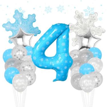 Imagem de Balão Frozen de decorações de festa de terceiro aniversário, balões de Mylar de folha de floco de neve de 101 cm para decorações de aniversário com tema congelado, lembrancinhas de festa (4º)