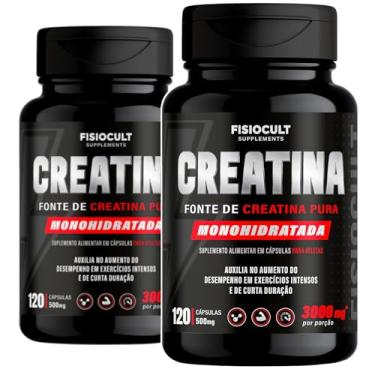 Imagem de Kit 2x Creatina Monohidratada 120 Capsulas 3000 mg Suplemento Alimentar Uso Adulto Sem Gluten Sem Sabor - Fisiocult