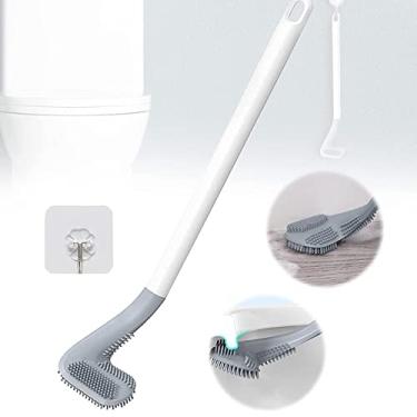 Imagem de Escova de Vasco Sanitário Conjunto Pincel Golfe com Cabo Longo Flexível 360 para Limpeza Silicone Gancho Banheiro Fácil Limpar Design Pendurar