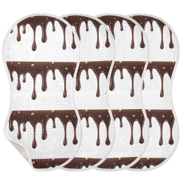 Imagem de Wassud Pacote com 2 panos para arrotar musselina chocolate marrom pingando toalhas de rosto absorventes e panos macios para arrotos para meninos e meninas recém-nascidos