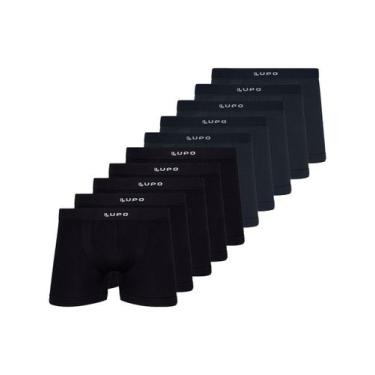 Imagem de Kit com 10 Cuecas Boxer Lupo 661-001 Colorido, Chumbo, GG