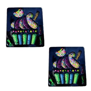 Imagem de 2 Kit Miçangas para pulseira cordão 303 peças cores atrativas brinqued