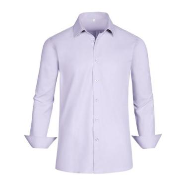 Imagem de Camisa social GIANEN Lavender para homens, manga comprida, tamanho XXX