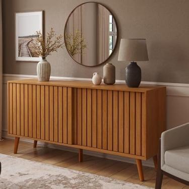 Imagem de Aparador Buffet Modelo Duna Nature 2 Portas de Correr Design Ripado