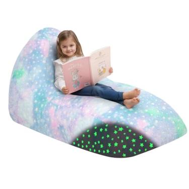 Imagem de COMAX Cadeiras de pufe para crianças de 8 a 12 anos, cadeira grande com enchimento, espreguiçadeira infantil grande, espreguiçadeira de chão para meninas e meninos, estrela colorida