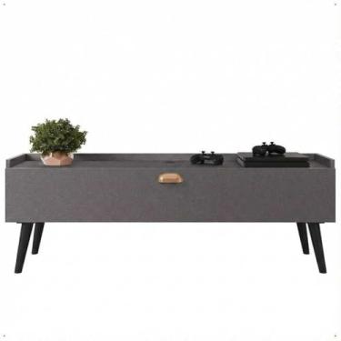 Imagem de Rack Para Sala Tv 90 cm Home Decoração Sala Quarto nicho 1 Porta Pes 27 cm (Cinza)