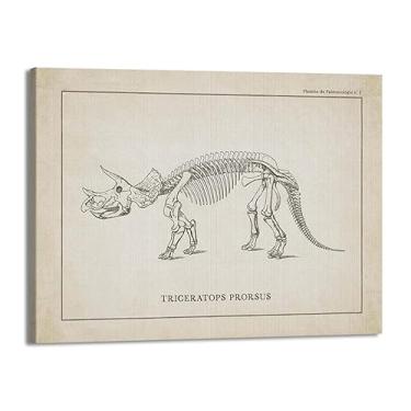 Imagem de Arte de parede de esqueleto de dinossauro vintage paleontologia pôsteres de arte de fósseis de dinossauros impressões de arte tricerátopo esboços fotos decoração de quarto de menino (SKU8,20.3x30.5 cm