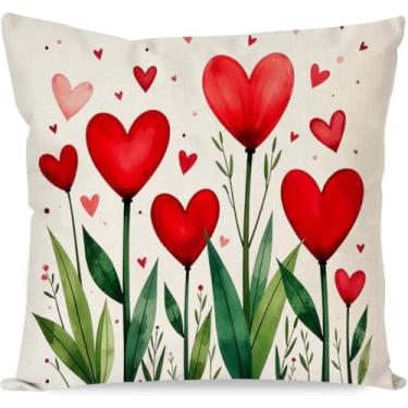Imagem de Judishyish Capa de almofada com flores de amor, coração, presente de dia dos namorados, 45,7 x 45,7 cm, decoração de casa, sofá, quarto, fronhas, fronhas de presente para amantes