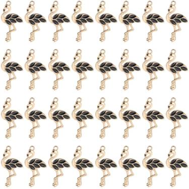 Imagem de SUNNYCLUE Pingentes de flamingo esmaltados, 100 peças, amuletos de animais em liga de metal preto cristal tropical pássaros pingentes para fazer joias, colar, pulseira, brinco, chaveiro, verão, dia