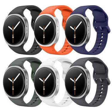Imagem de MoKo Pacote com 6 pulseiras esportivas compatíveis com Samsung Galaxy Watch 8 de 40 mm e 44 mm/Galaxy Watch 8 Classic de 46 mm, pulseira de silicone macio sem lacunas para homens e mulheres, M/G