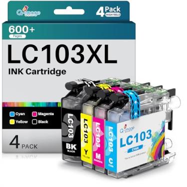 Imagem de Cartucho de tinta LC103 LC103XL compatível com LC 103 LC101 LC103XL LC101XL funciona com impressora MFC-J870DW MFC-J6920DW MFC-J6520DW MFC-J450DW MFC-J470DW (1 preto, 1 ciano, 1 magenta, 1 amarelo)