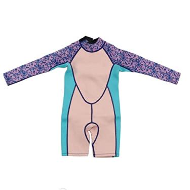 Imagem de Roupa de mergulho infantil de manga comprida, shorts de neoprene de 2,5 mm para crianças de inverno, maiô de surf para meninos e meninas, natação e mergulho (Tamanho 6)
