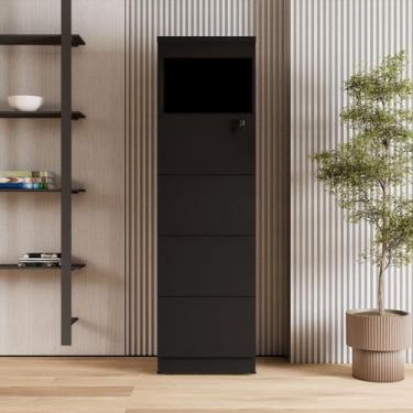 Imagem de Armário de Escritório 160cm Arquivo 4 Gavetas Puxador Cava Corporate -