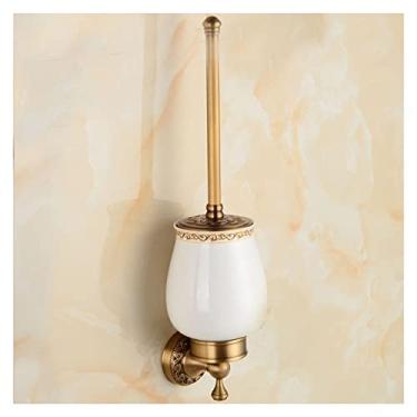 Imagem de Escova de vaso sanitário para banheiro com suporte, escova de vaso sanitário e conjunto de suporte com alça de cobre, fácil de montar, acessórios de banheiro de limpeza profunda (tamanho: B) ()