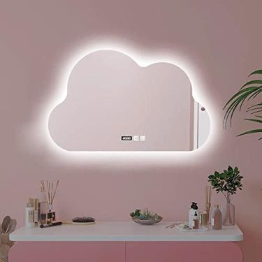 Imagem de Espelho de banheiro retroiluminado sem moldura com luzes espelho de parede maquiagem espelho anti-neblina espelho de vaidade regulável espelho de decoração montado na parede, interruptor de toque