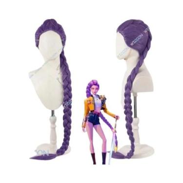 Imagem de Peruca Cosplay Ombre Rosa E Azul Para Kpop Mira Zoey Rumi Demon Hunter