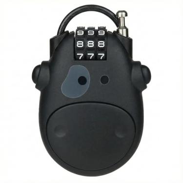 Imagem de Pacote com 2 cadeados com senha de combinação de 3 dígitos, fio de aço retrátil preto para capacete de bagagem, mochila e armário escolar