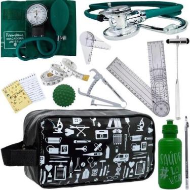 Imagem de Kit Necessaire Fisioterapia Goniometro Martelo Buck Fita Imc Premium -