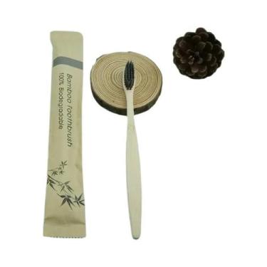 Imagem de Escova De Dentes Vegana De Carvão De Bambu Com Cerdas Macias Ecológica