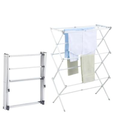 Imagem de Varal Vertical De Chão Retrátil Dobrável 3 Andares Reforçado Extensível Apartamento Quintal - Branco