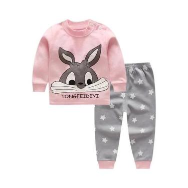 Imagem de Conjunto De Pijamas De Algodão Estampado Winnie Pooh Para Bebês, Manga