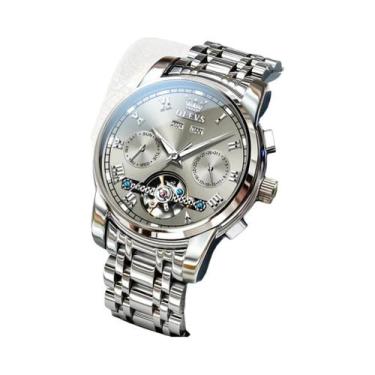 Imagem de Relógio Mecânico De Luxo Masculino OLEVS 6607 Automático Esqueleto Com