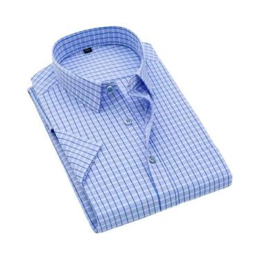 Imagem de Camisa Casual Masculina De Manga Curta Com Estampa Xadrez, Camisa De D