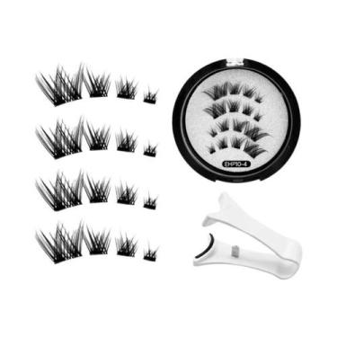 Imagem de Cílios Postiços Magnéticos 3D Naturais Reutilizáveis, Conjunto Com 4 C