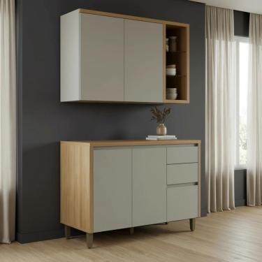 Imagem de Conjunto De Cozinha Completa 2 Peças Jequitibá Gris