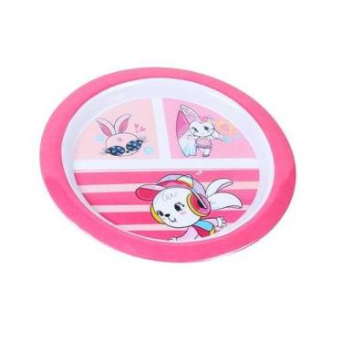 Imagem de Prato de Melamina redondo raso Infantil MENINA - 20 CM Temático - 2 Un