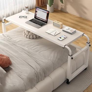 Imagem de Mesa de cabeceira de cama de casal com rodas - mesa de cabeceira móvel, conveniente e confortável de usar - mesa de cabeceira de altura ajustável, adequada para quarto, sala de estar, cozinha
