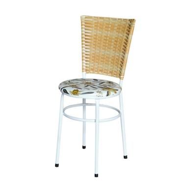 Imagem de 4 Cadeiras Para Mesa Branca Hawai Palha Com Assento Floral Cor:floral Orquídea