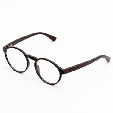 Imagem de Armação Óculos de Grau Masculino Redondo Haste de Bambu / Gael- Óculos Sunrise-Masculino