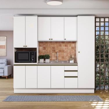 Imagem de Cozinha Compacta Com Kit Forno Celeste Kappesberg 100% Mdf Branco 240cm