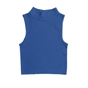 Imagem de Blusa Feminina Cropped Canelado Gola Alta Sem Manga Cavado Regata-Feminino