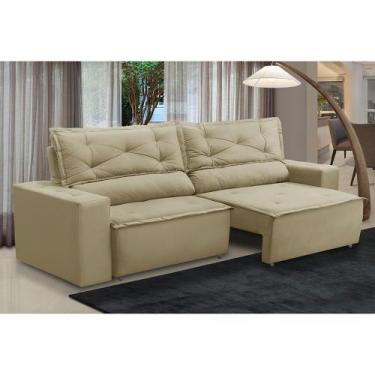 Imagem de Sofá Retrátil e Reclinável 3 lugares com Molas 2,00m Laura Suede Bege 