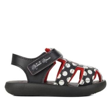 Imagem de Sandália Infantil Menina Grendene Minnie 23157 Preto Vermelho-Feminino