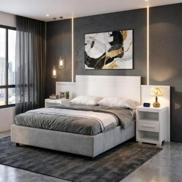 Imagem de Cabeceira Modular Ajustável Para Cama Queen E Casal Com Criados Inclus