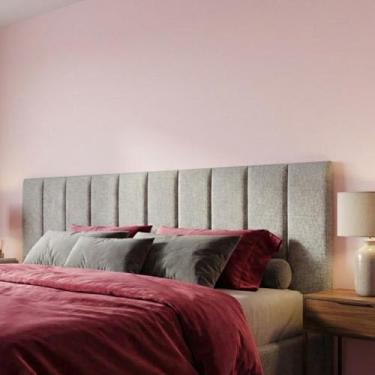 Imagem de Cabeceira Cama King 10 Peças Decorativas Autocolante Cinza Estofado Mo