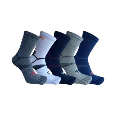 Imagem de Meias De Algodão Coloridas E Respiráveis Com Cinco Dedos, 5 Pares, Mas