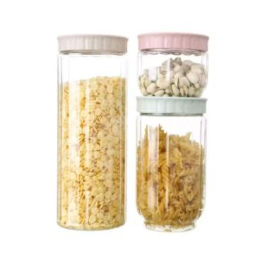 Imagem de Kit 3 Potes Conjunto Plástico Com Tampa - Sortido