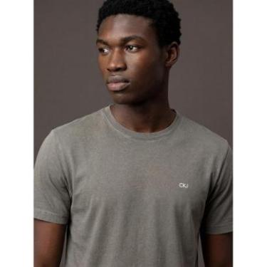 Imagem de Camiseta Manga Curta Calvin Klein Jeans Masculino Logo Ckj Pigmento - Chumbo-Masculino